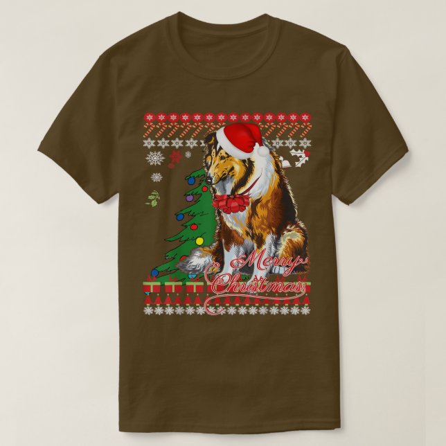 Rough Collie Christmas Sweater  (Design Front)