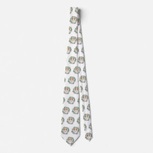 Rough Collie Christmas Wreath Festive Pup  Tie