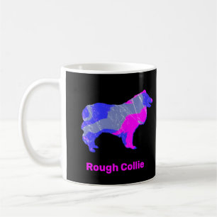 Rough Collie Crazy Hot Pink and Blue Coffee Mug