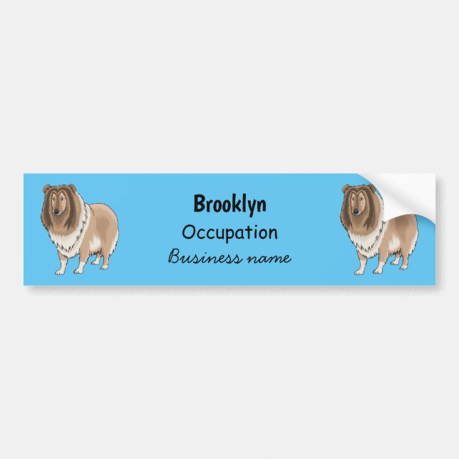 Rough collie dog cartoon illustration  bumper sticker (Front)