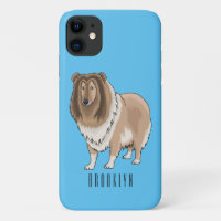 Rough collie dog cartoon illustration