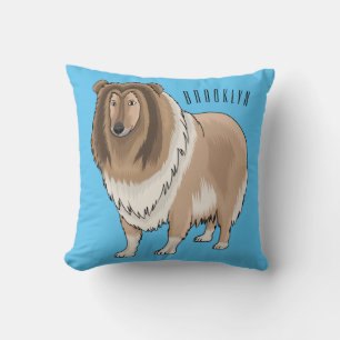 Rough collie dog cartoon illustration cushion