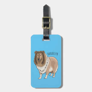 Rough collie dog cartoon illustration  luggage tag