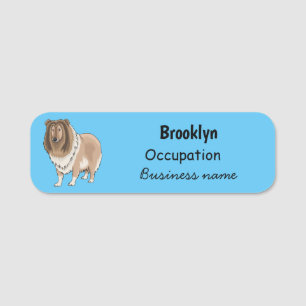 Rough collie dog cartoon illustration name tag