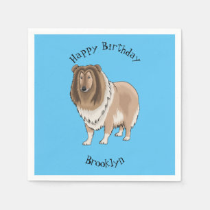 Rough collie dog cartoon illustration  napkin