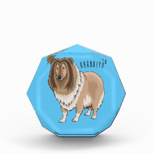 Rough collie dog cartoon illustration photo block