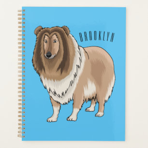 Rough collie dog cartoon illustration planner