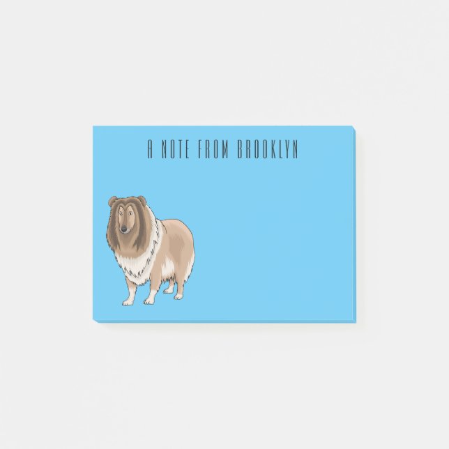 Rough collie dog cartoon illustration  post-it notes (Front)