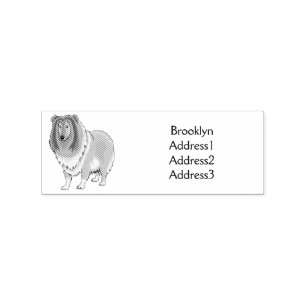 Rough collie dog cartoon illustration rubber stamp