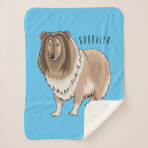 Rough collie dog cartoon illustration sherpa blanket