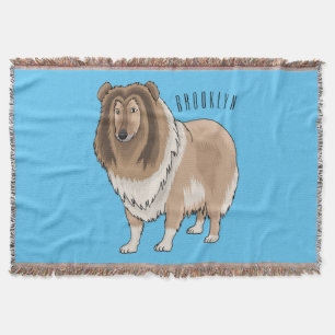 Rough collie dog cartoon illustration  throw blanket
