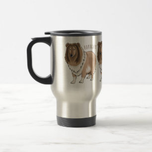 Rough collie dog cartoon illustration travel mug
