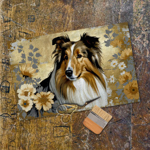 Rough Collie Dog Decoupage Tissue Paper
