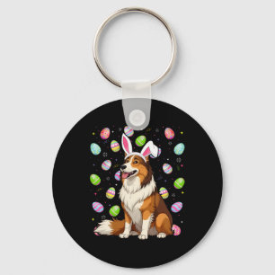 Rough Collie Dog Easter Egg Hunt Bunny Ear Easter  Key Ring