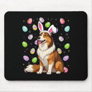 Rough Collie Dog Easter Egg Hunt Bunny Ear Easter Mouse Pad