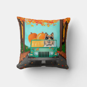 Rough Collie Dog Fall Pumpkin Cushion