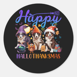 Rough Collie Dog Halloween Christmas Happy Halloth Classic Round Sticker