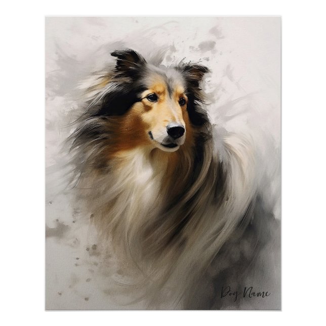 Rough Collie Dog in the wind 001 - Yacobsen Derosa Poster (Front)