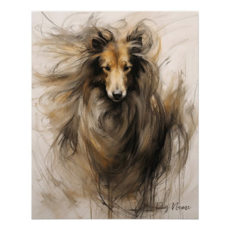 Rough Collie Dog in the wind 004 - Yacobsen Derosa Poster