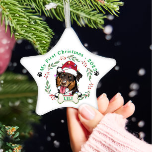 Rough Collie Dog Personalised Christmas Gift Ceramic Ornament
