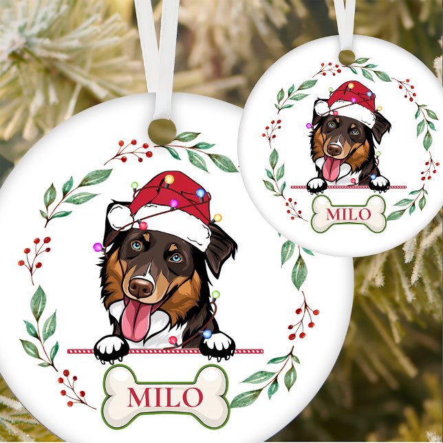 Rough Collie Dog Personalised Christmas Gift Ceramic Ornament (Creator Uploaded)