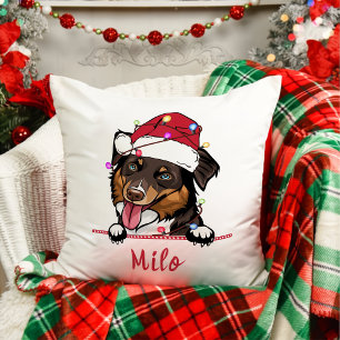 Rough Collie Dog Personalised Christmas Gift Cushion