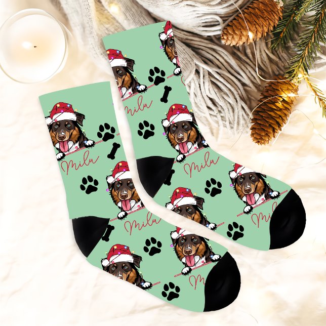 Rough Collie Dog Personalised Christmas Gift Socks (Creator Uploaded)