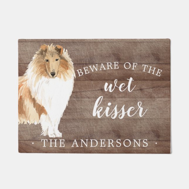 Rough Collie Dog Personalised Door Mat (Front)