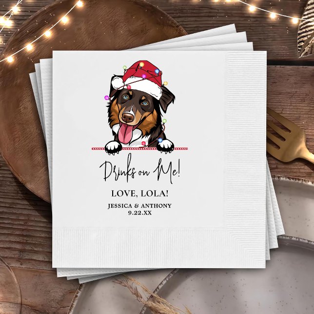 Rough Collie Dog Personalised Drinks on Me Napkin (Creator Uploaded)