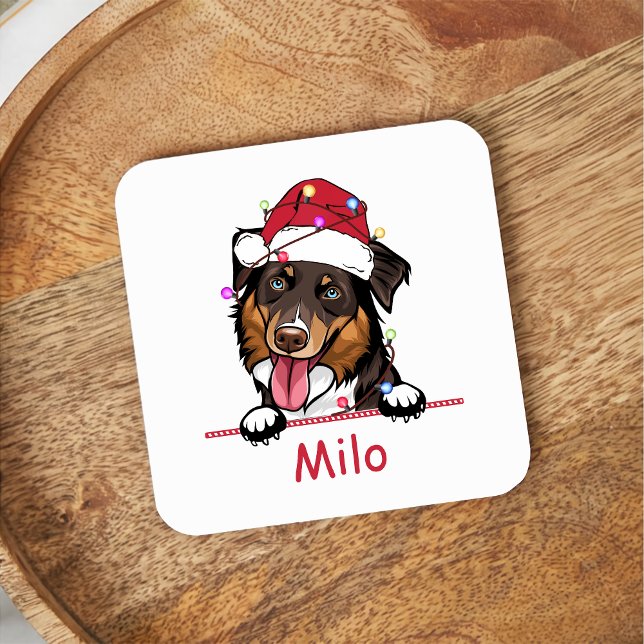 Rough Collie Dog Personalised Hand Drawing Square Paper Coaster (Creator Uploaded)