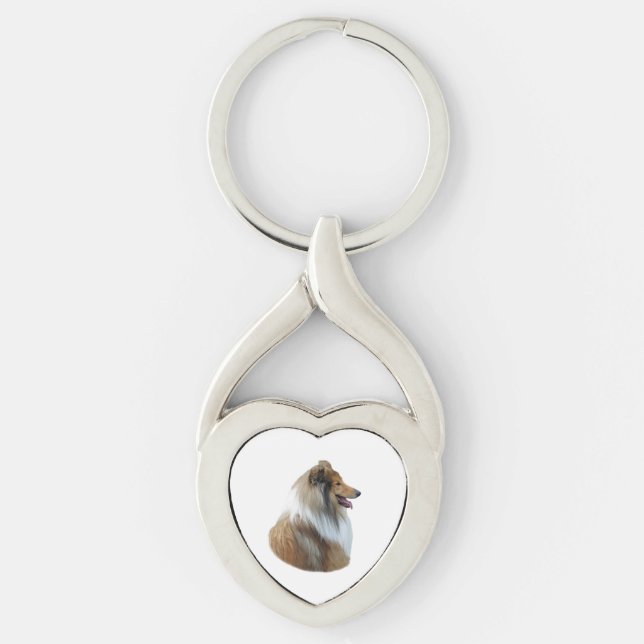 Rough Collie dog portrait photo Key Ring (Front)