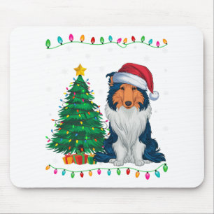 Rough Collie Dog Santa Hat Men Women Kids Xmas Tre Mouse Pad