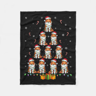 Rough Collie Dog Santa Hat Xmas Lights Christmas T Fleece Blanket