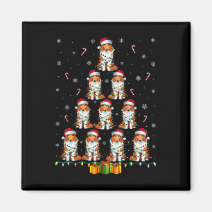 Rough Collie Dog Santa Hat Xmas Lights Christmas T Magnet