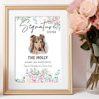Rough Collie Dog Signature Drink Sign