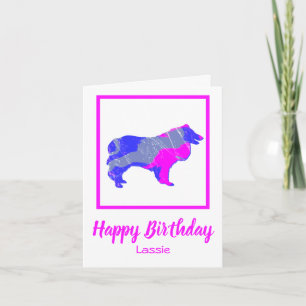 Rough Collie Dog Silhouette Funny Birthday Card