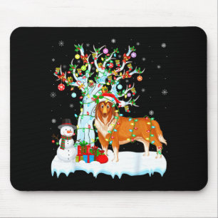 Rough Collie Dog Xmas Tree Lighting Rough Collie C Mouse Pad