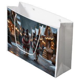 Rough Collie Dogs Christmas Snow Holiday Large Gift Bag