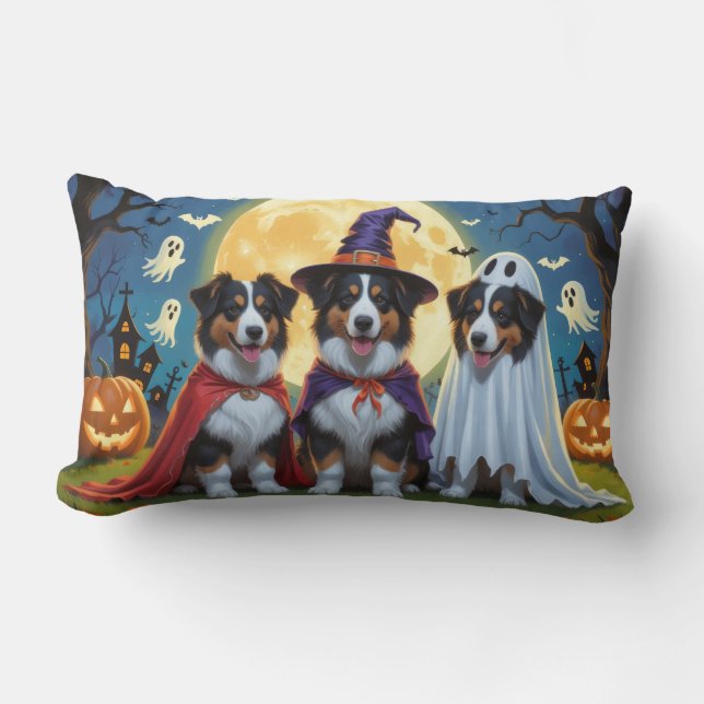 Rough Collie Dogs Pumpkin Halloween Funny Lumbar Cushion (Front)