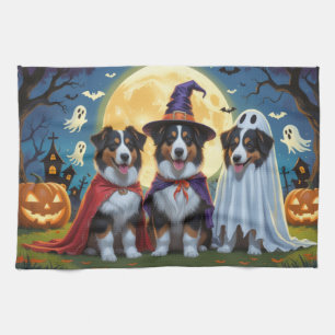 Rough Collie Dogs Pumpkin Halloween Funny Tea Towel