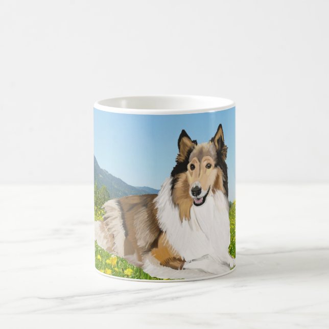 Rough Collie in a Buutercup Meadow Coffee Mug (Center)