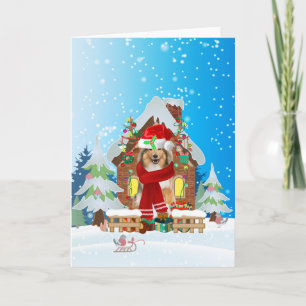 Rough Collie in snow with Christmas gifts Card