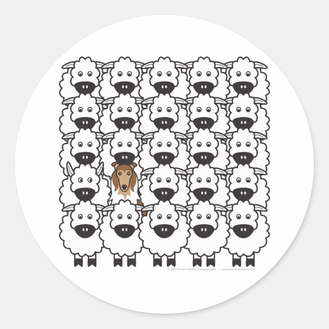 Rough Collie in the Sheep Classic Round Sticker (Front)
