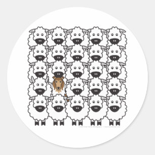 Rough Collie in the Sheep Classic Round Sticker