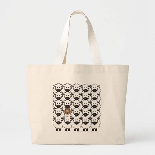 Rough Collie in the Sheep Large Tote Bag (Front)