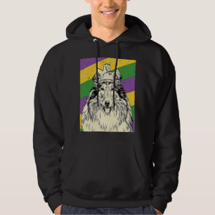Rough Collie Jester  Mardi Gras Dog Mum or Dad Hoodie