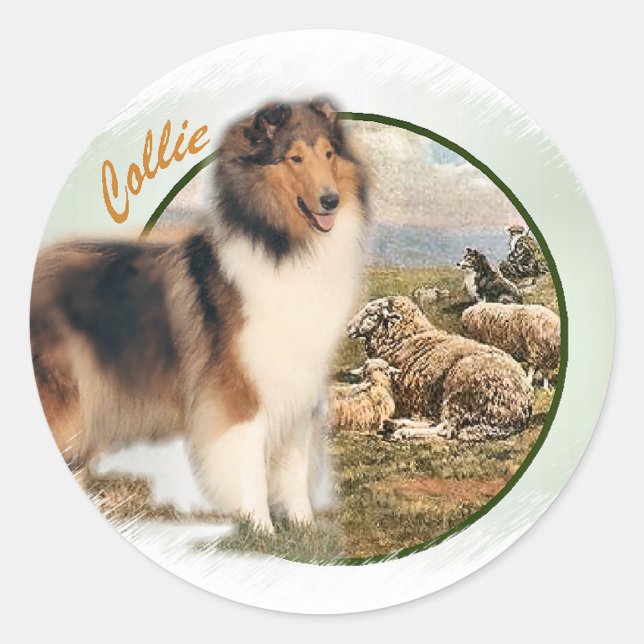 Rough Collie Keeper of the Sheep Classic Round Sticker (Front)