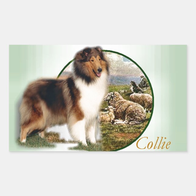 Rough Collie Keeper of the Sheep Rectangular Sticker (Front)