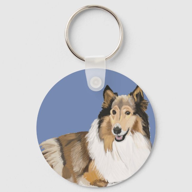 Rough Collie  Key Ring (Front)