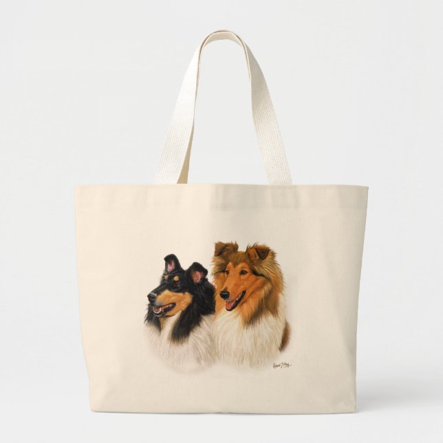 Rough Collie Large Tote Bag (Front)